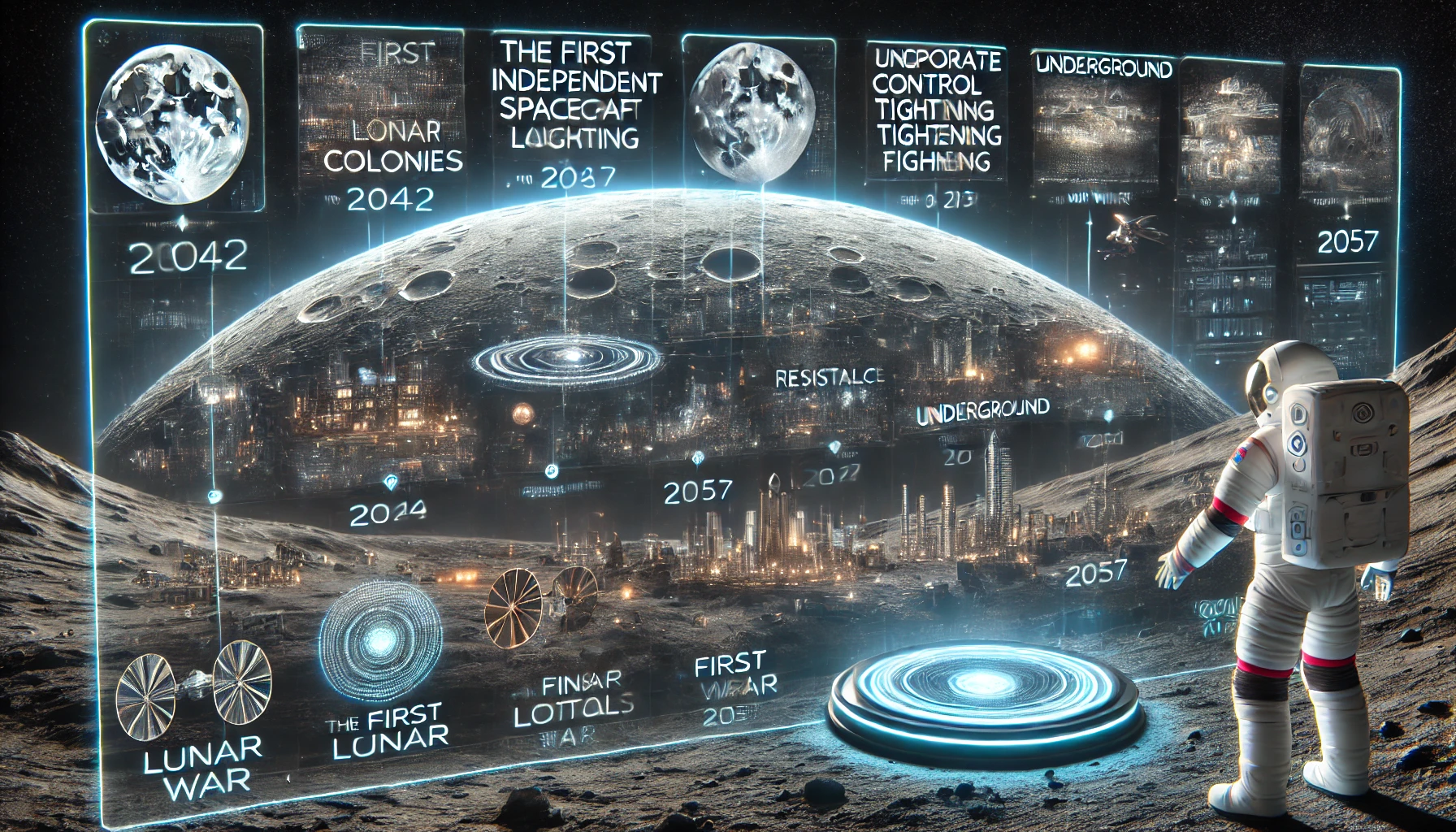 The Lunar Syndicate - Futuristic Timeline Visualization